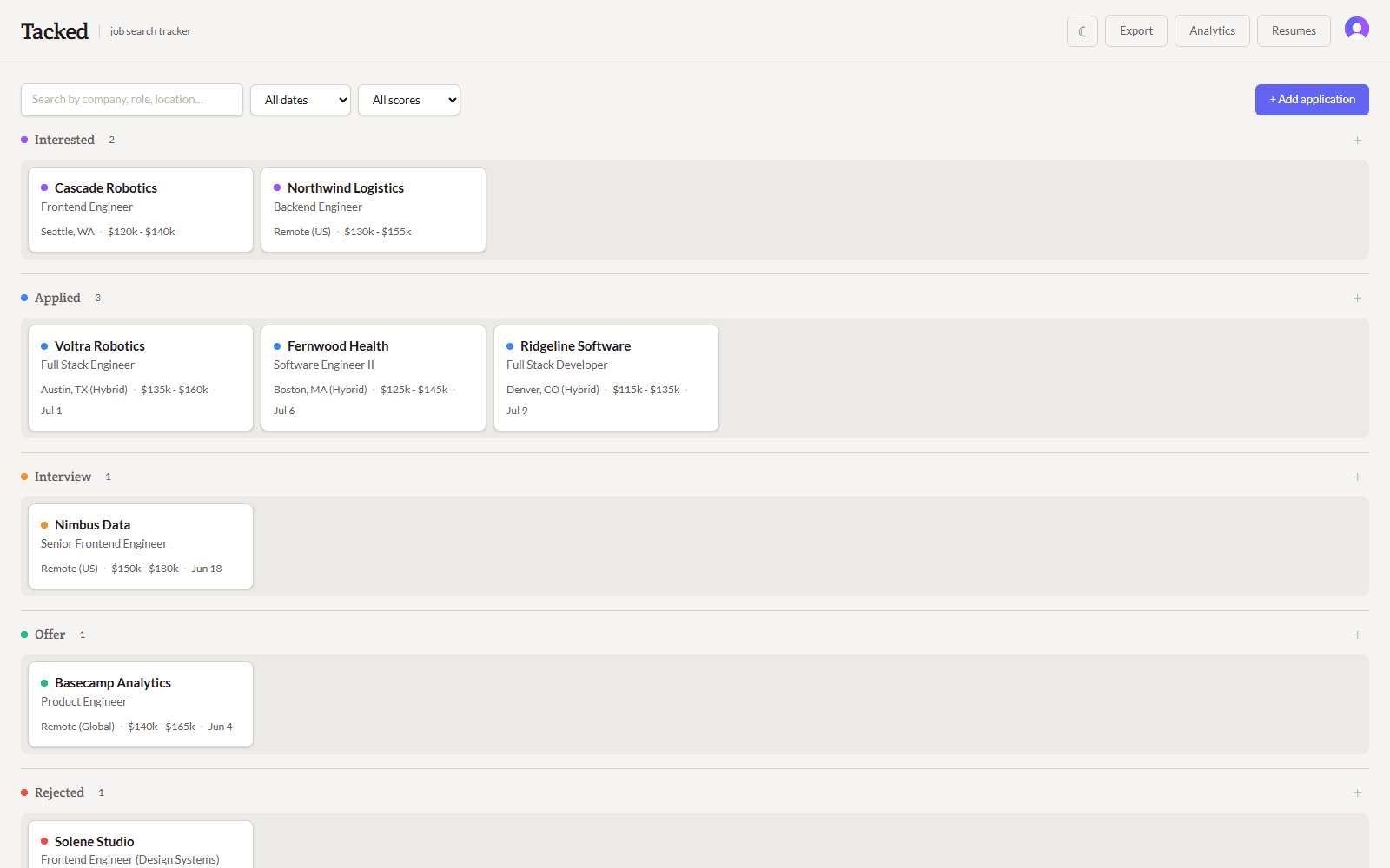 Screenshot of Tacked application 2 of 10