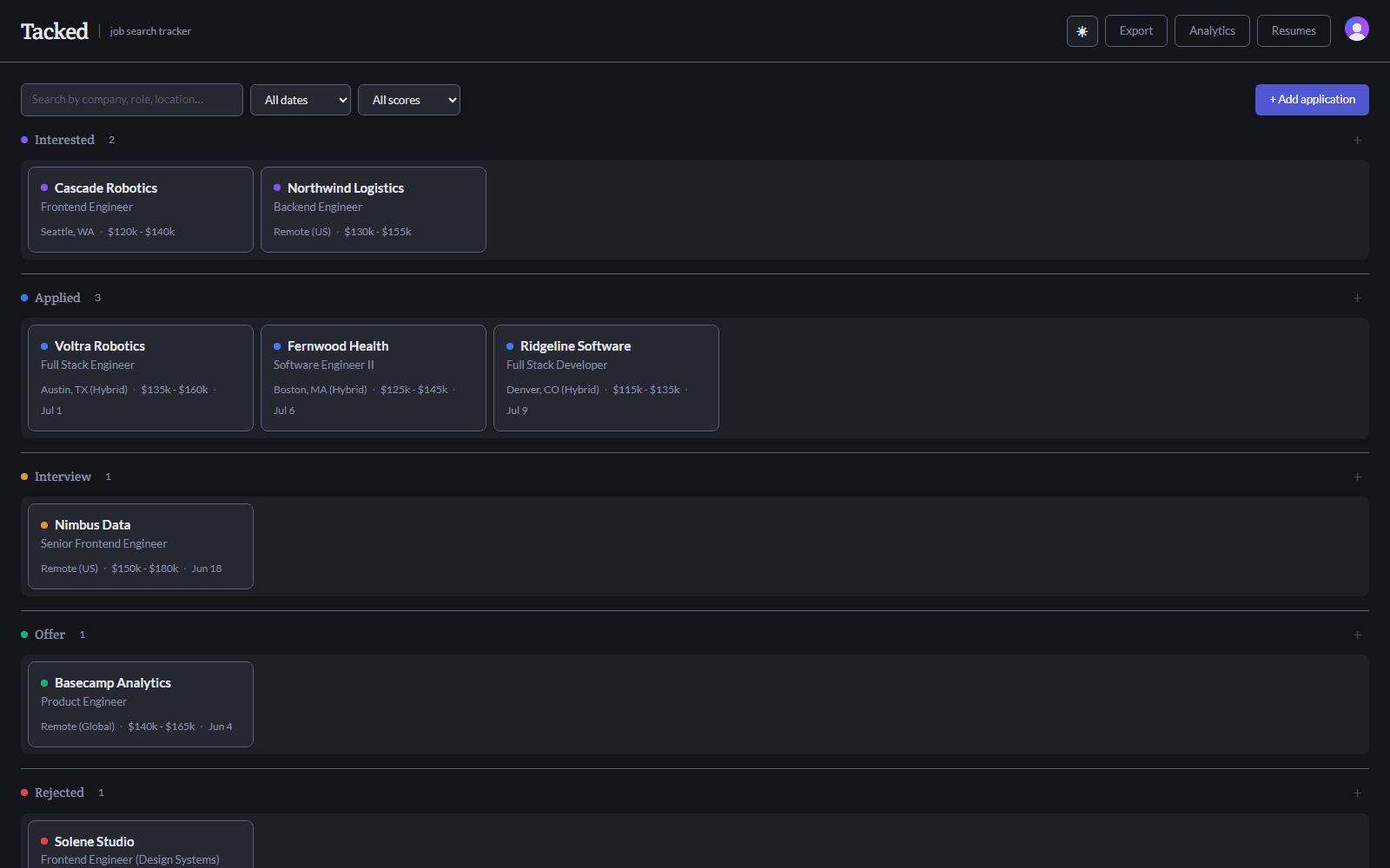 Screenshot of Tacked application 3 of 10