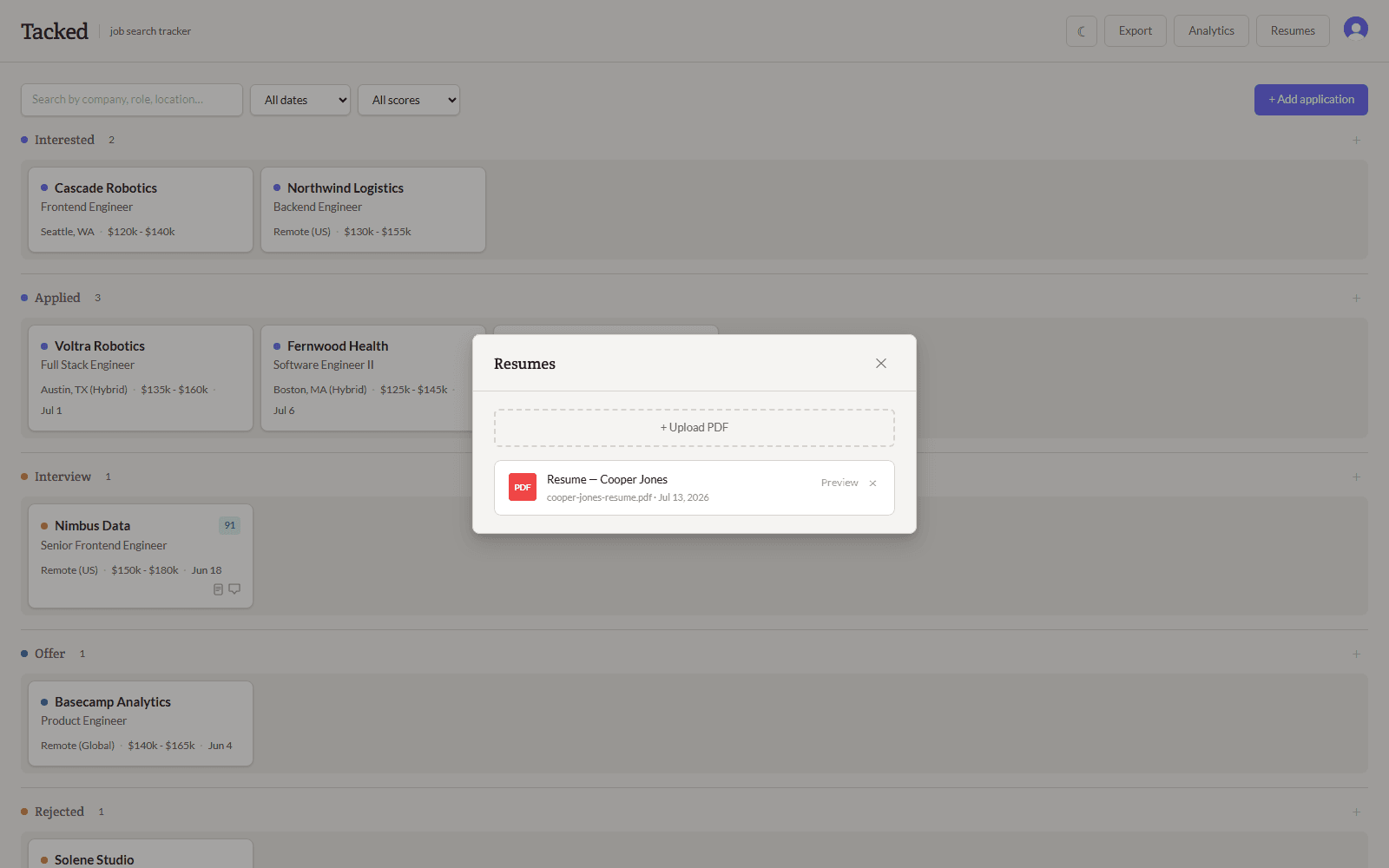 Screenshot of Tacked application 9 of 10